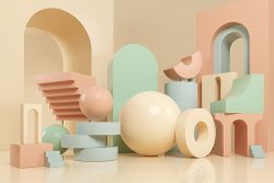 4片核桃仁C4D模型C4D风格场景模型UI片C4D高清图片