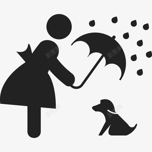 用伞遮住她的宠物的女人人人图标svg_新图网 https://ixintu.com 人 用伞遮住她的宠物的女人 雨中女人