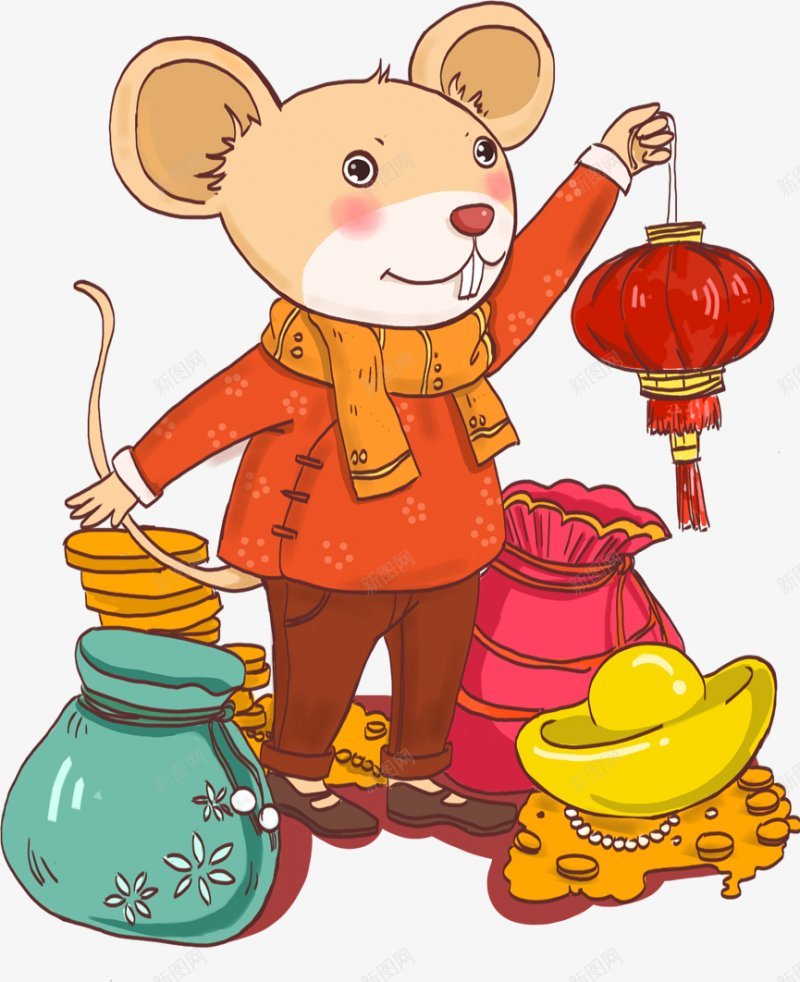 鼠年卡通老鼠新年节日png免抠素材_新图网 https://ixintu.com 新年节日 鼠年卡通老鼠