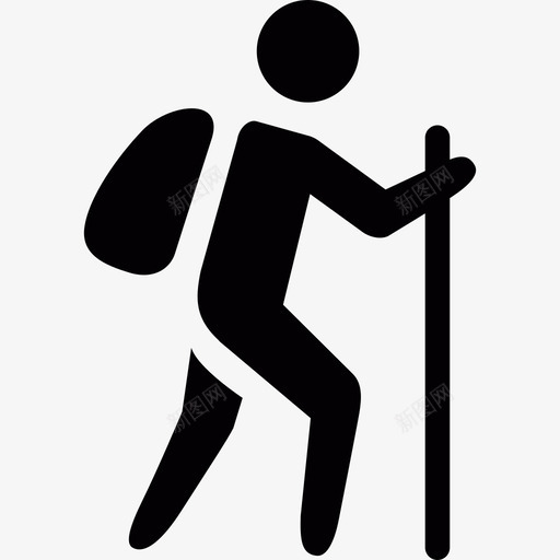 拿着包和手杖的男人运动图标svg_新图网 https://ixintu.com 拿着包和手杖的男人 运动
