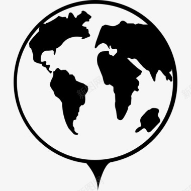 地球仪指针地图和旗帜图标图标