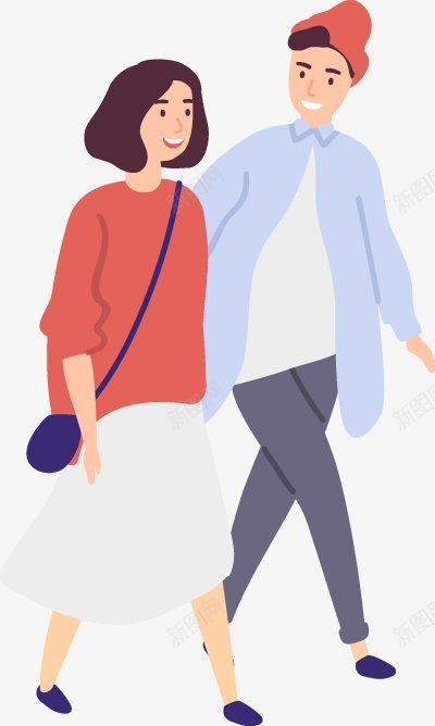 一起走路的男女约会的年轻情侣卡通扁平人物图扁平png图片免费下载 素材0yqjewvuu 新图网