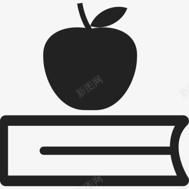 书和苹果教育填充图标图标