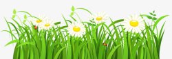卡通花丛图绿色小草草丛大自然生态春意盎然纯天然素材