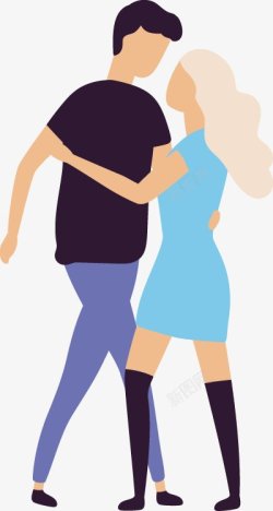 跳交际舞的情侣卡通扁平人物图扁平等距插画人物合素材