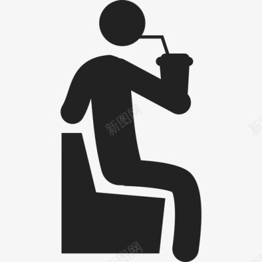 坐着喝苏打水的人人图标图标