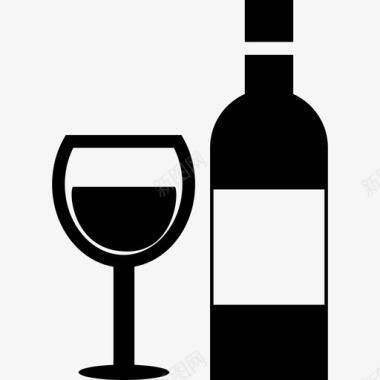 杯子和酒瓶食物图标图标