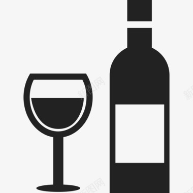 酒杯和酒瓶食物庆祝活动图标图标