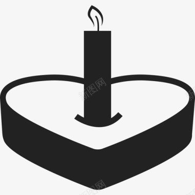 带蜡烛食物庆祝活动的心形蛋糕图标图标