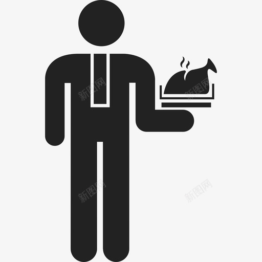 服务员端着烤鸡食物庆祝活动图标svg_新图网 https://ixintu.com 庆祝活动 服务员端着烤鸡 食物