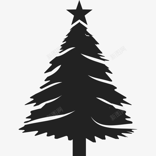 有星星形状庆祝活动的圣诞树图标svg_新图网 https://ixintu.com 庆祝活动的圣诞树 形状 有星星