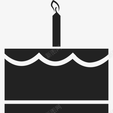 生日蛋糕配一支蜡烛食物庆祝活动图标图标