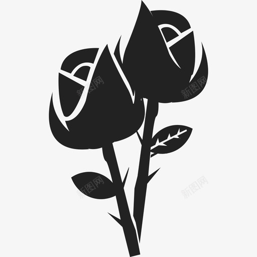 两朵玫瑰大自然庆祝图标svg_新图网 https://ixintu.com 两朵玫瑰 大自然 庆祝