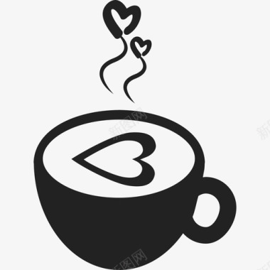 热咖啡杯心食物庆祝活动图标图标