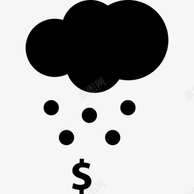 云与冰雹和美元符号天气光图标图标