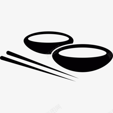 两只碗和筷子工具和器具日本图标图标