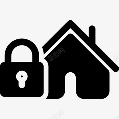 带锁的家安全家庭图标图标