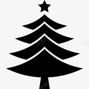 顶部有星星的圣诞树形状圣诞节图标图标