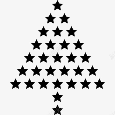 圣诞树是由星星形状圣诞节做成的图标图标