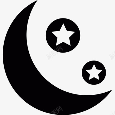 月亮和双星形状2013年万圣节图标图标