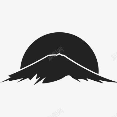 日落富士山自然日本图标图标