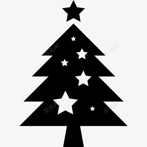 圣诞树有星星装饰物形状圣诞节图标svg_新图网 https://ixintu.com 圣诞树有星星装饰物 圣诞节 形状