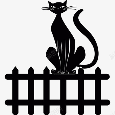 黑猫在围栏上动物2013年万圣节图标图标