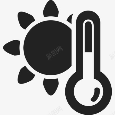 带太阳天气天气的水银温度计图标图标