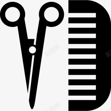 剪刀和梳子工具和用具酒店图标图标