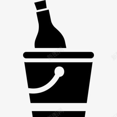 瓶子和冰桶食物旅馆图标图标