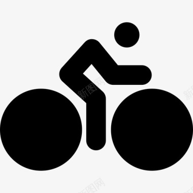 大轮子自行车和自行车手运动ios7高级填充图标图标