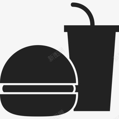 汉堡和苏打水配稻草食物食物图标图标