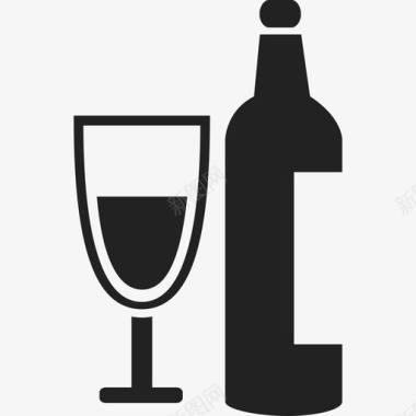 一杯酒和瓶子食物食物的图标图标