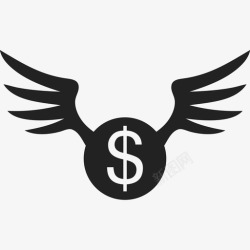 带轮子的包带翅膀的美元硬币商业货币包2图标高清图片