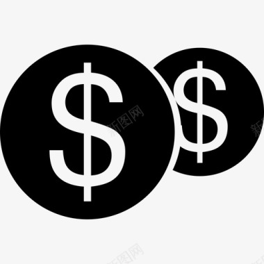 两美元硬币商业货币图标图标
