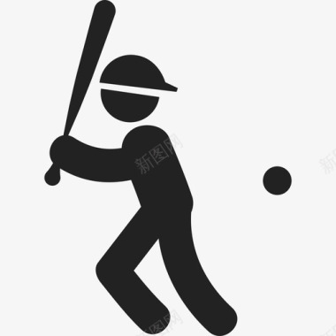 棒球运动员带球棒和球帽人3填充图标图标