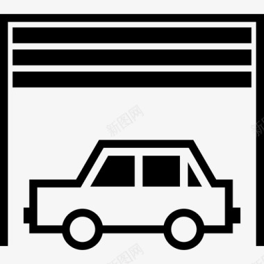 车库里的汽车运输工具机械装置图标图标