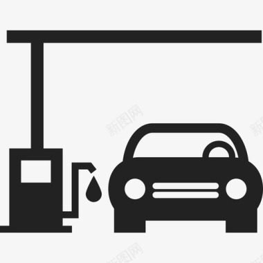 加油站的汽车交通工具机械装置图标图标