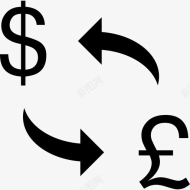 美元和英镑兑换商业货币包2图标图标