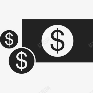 美元钞票和硬币商业货币图标图标