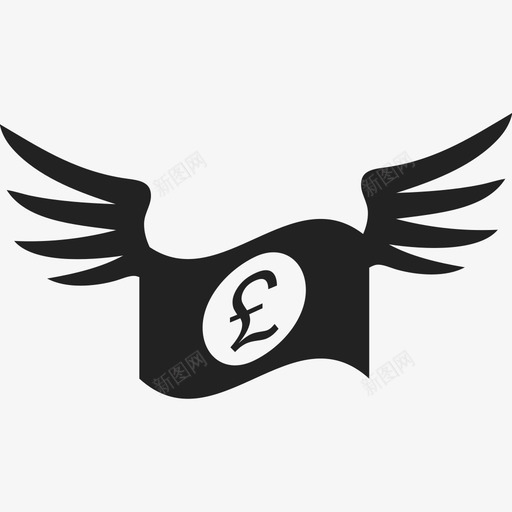 带翅膀的英镑钞票商业钱袋2图标svg_新图网 https://ixintu.com 商业 带翅膀的英镑钞票 钱袋2