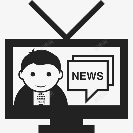 电视多媒体新闻图标svg_新图网 https://ixintu.com 多媒体 新闻 电视