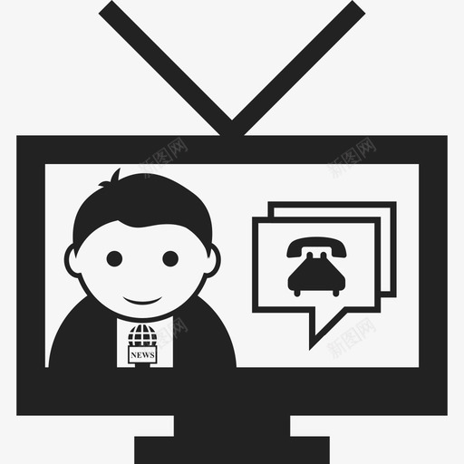 电视多媒体新闻图标svg_新图网 https://ixintu.com 多媒体 新闻 电视