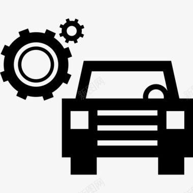 带齿轮运输工具机械装置的汽车图标图标