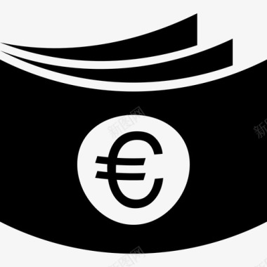 三张欧元纸币商业现金包2图标图标