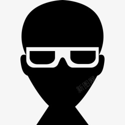戴眼镜看电影戴眼镜的男性头部人物电影院图标高清图片