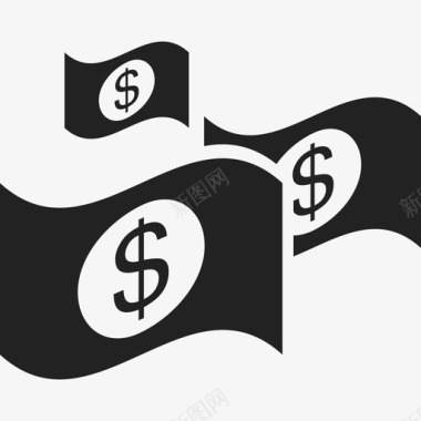三美元的钞票商业钞票图标图标