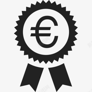 徽章商业钱袋中的欧元符号2图标图标