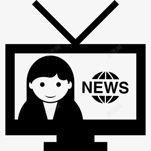 电视多媒体新闻图标svg_新图网 https://ixintu.com 多媒体 新闻 电视