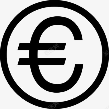 圆形商业货币上的欧元符号图标图标